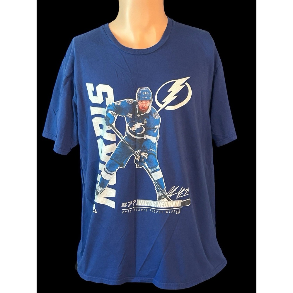 Tampa Bay Lightning Victor Hedman Fanatics Tee Mens Large Norris Trophy Winner‎
